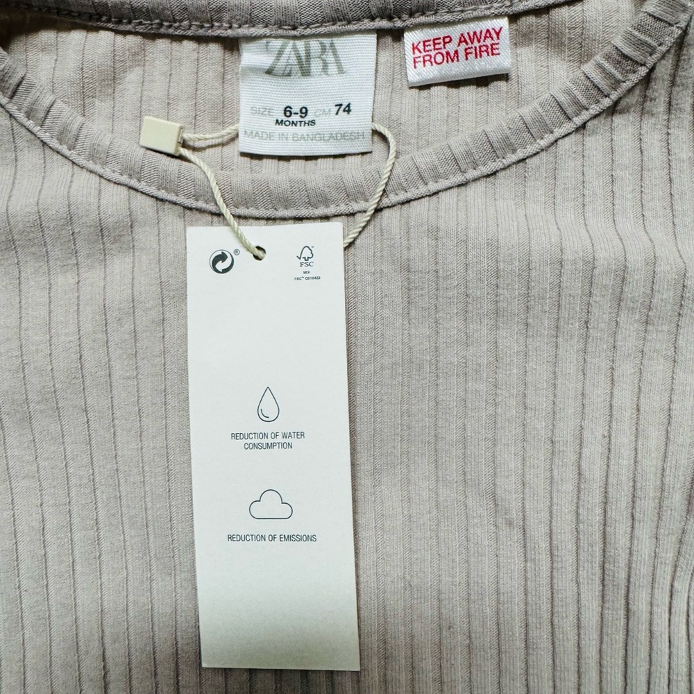 Zara Taupe Ribbed Baby Top